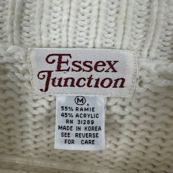 Essex Junction Vintage Sweater Womens M 80s Cottagecore Grandmacore Shoulder Pad - Picture 14 of 14